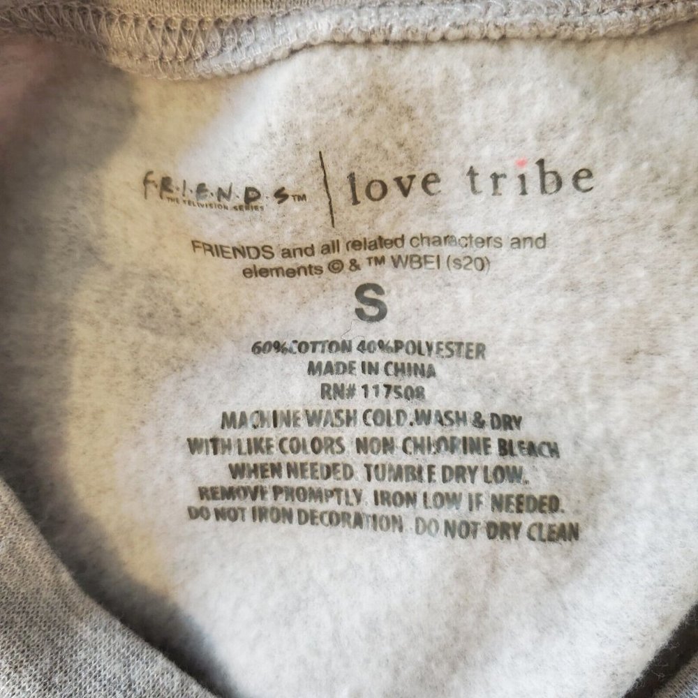 love tribe Grey Friends Crew Neck Warm Fleece Sweater Juniors Size Small EUC - Picture 3 of 4